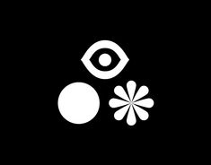 an eye and flower are shown in this black and white icon, which appears to be part of a computer screen