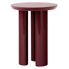 two red round tables sitting next to each other