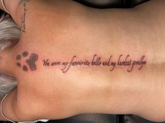 a woman with a tattoo on her back saying, you are my favorite bull by what people call it