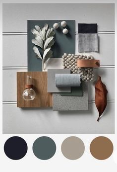 an assortment of different colors and materials on a wall