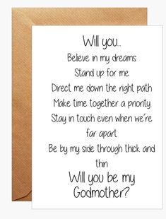 a greeting card with the words will you believe in my dreams stand up for me direct me down the right path