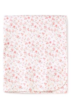 a pink and white floral print pocket square