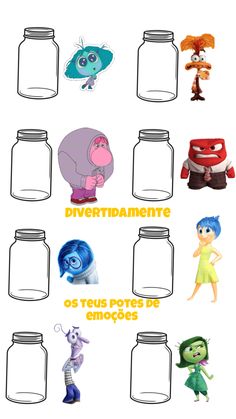 an image of different cartoon characters in the same jar, with words describing their names