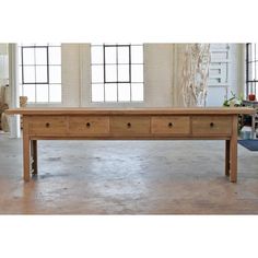 Reedition XLong Console - Reclaimed Pine-Organic Restoration-Blue Hand Home Large Console Table, Long Console, Long Console Table, Custom Consoles, Buffet Console, Console Table With Drawers, Wood Buffet, Antique Cabinets, Vintage Sideboard