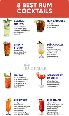 the 8 best rum cocktails for any type of drink in the world - info poster