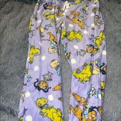 Never Worn Rug Rat Pajama Pants Purple Y2k Pajama Pants, Fun Pajamas, Yellow Elastic Waistband Pants For Loungewear, Yellow Pants With Elastic Waistband For Loungewear, Yellow Bottoms With Pockets For Loungewear, Yellow Loungewear Bottoms With Pockets, Casual Multicolor Sleep Bottoms, Yellow Loungewear Pants, Yellow Long Pants For Loungewear