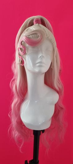 Our 'Honey Bee' wig is styled on a 13x3 hand-tied lace front wig and made from synthetic fibers. She has a stretchy wig cap that fits the majority of head sizes, along with three combs and adjustable straps that help to secure the wig to your head. Due to sanitary reasons, we do not accept returns on orders that have been dispatched, but please do contact us if there are any issues with your order. Thank you Crazy Wigs, Creative Wigs, Styled Wigs, Drag Queen Wigs, Pink Demon, Drag Wigs, High Fashion Hair, Wig Blonde, Halloween Wigs