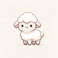 a cartoon sheep standing on top of a white floor next to a light colored wall