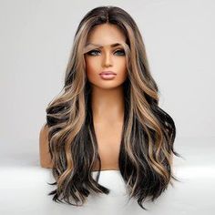 Sheer Beauté & Jewelry | Hair | Black With Highlight Lace Wig | Poshmark Black With Blonde Highlights, Wig For White Women, Highlight Lace Front Wig, Hair Colorful, Middle Part Hairstyles, Big Chop, Middle Part, Hair Quality, Long Curly