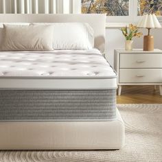 the mattress is made up and ready to be used in the bedroom or living room