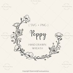 the svg and png poppy hand drawn wreath