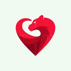 a red heart with a wolf's head in the middle and an arrow at the bottom