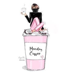 Coffee Fashion Illustration, Monday Coffee, Make Today Great, Shopping Jewelry, Illustrator Drawing, Coffee Fashion, Fashion Glamour, Coffee Girl