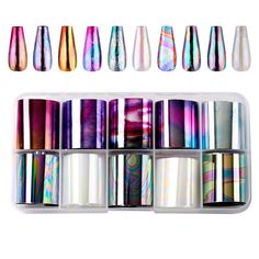 PRICES MAY VARY. PACKAGE INCLUDES: A box of 10 rolls of nail foil transfer stickers. Nail art Sticker size: 39.4inch x 0.9inch (100x2.5cm) VARIETY OF PATTERNS: 10 different colors of holographic nail art foil sticker, you can match with different base color, and to make a unique nail art design at home and enjoy the DIY fun. SAFE MATERIAL: Nail foil transfer stickers are made of foil material. You can easily and quickly transfer the foil sticker's patterns. Non-toxic and harmless, you can use them safely. NEED NAIL LAMP CURING : Nail foil sticker need to be cured for 1 minutes under the LED/UV nail lamp. And apply the top coat in the last step to protect the nail foil. EASY TO USE: Nail transfer sticker are very easy to apply on acrylic nails or natural nails. Suitable for professional sal Foil Nail Art, Nail Foil, Uv Nail Lamp, Foil Stickers, Nail Art At Home, Nail Stickers Decals, Gel Art, Uv Nails, Foil Nails