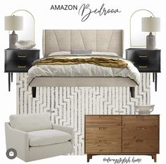 an image of a bedroom with furniture and decor on it's walls, along with the words amazon blvden