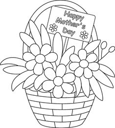 a basket full of flowers with a happy mother's day sign on it,