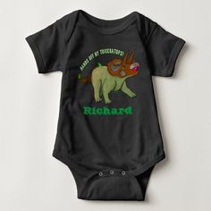 Personalized Hands off My Triceratops Dinosaur Baby Bodysuit - tap/click to personalize and buy #BabyBodysuit #dinosaur #gift #kids #t #rex Dinosaur Baby Clothes, Baby Shower Halloween, Carriage Stroller, Gothic Baby, Goth Baby, Baby Shower Vintage, Geek Clothes, Personalized Baby Clothes