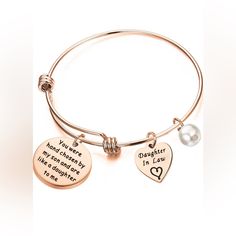 Perfect Gift For A Daughter In Law From A Mother In Law. Bracelet Heart Engraving Says “You Were Hand Chosen By My Son And Are Like A Daughter To Me” Brand New In Packaging! Metal: Copper Material: Copper Chain: Box Chain Clasp: Lobster Claw Like A Daughter To Me, Silver Wrap Bracelet, Butterfly Charm Bracelet, Diamond Cuff Bracelet, Brighton Bracelets, Bracelet Heart, Vintage Bangles, Energy Bracelets, Buckle Bracelet