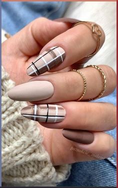 Trendy Summer Nails 2023 | Beautiful Hot Nails | Nails Coffins Fall Nails Design, Burberry Nails, Plaid Nail Designs, Simple Fall Nails, Fall Gel Nails, Cute Nails For Fall, Plaid Nails, Holiday Nail, Fall Acrylic Nails