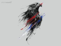 an eagle with red, white and blue feathers