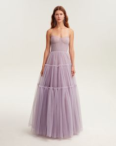 Lavender tulle maxi dress with ruffled skirt, Garden of Eden ➤➤ Milla Dresses - USA, Worldwide delivery Milla Dresses, Winter Wedding Guest Dress, Tulle Maxi Dress, Tulle Maxi Skirt, Purple Dresses, Dress Weights, Tulle Bridesmaid Dress, Contemporary Dresses, Lavender Dresses