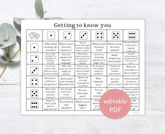 a printable game to play with the words getting to know you