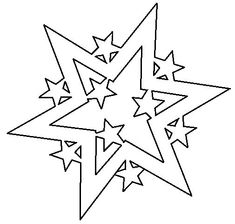 the star is drawn in black and white, with several smaller stars on top of it