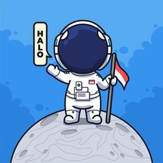 an astronaut standing on the moon holding a flag and looking at the word halo above it