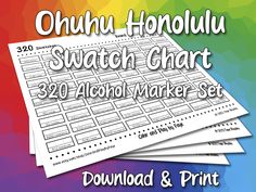 three sheets of white paper with the words, ohuhu hoholuu watch chart