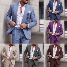 Linen Men Suits 2 Pieces Peak Lapel Summer Wedding Groom Casual Blazer Tuxedos | eBay Men’s Suits For Wedding, Summer Wedding Groom, Mens Linen Suit, Tuxedo Suit For Men, Mens Beach Wedding Attire, Groom Casual, Suit For Men Wedding, Linen Suits For Men, Custom Suits Men