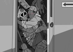 an illustration of a man with goggles in a locker