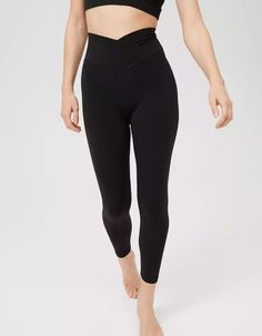 OFFLINE By Aerie Real Me High Waisted Crossover Legging Black Trousers Outfit, Cross Leggings, Aerie Leggings, Aerie Real, Trouser Outfit, Flare Leggings, Mens Outfitters, Black Leggings, Criss Cross