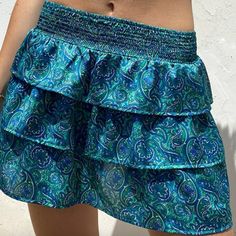 Brand New Unused Women’s Mini Skirt With Shorts Under Turquoise Skirt, Tags Included, Very Flowy And Comfortable Beach Skirt With Ruffles And Stretch Fit, Beach Skirt With Stretch And Ruffles, Beach Skirt With Ruffles And Stretch, Blue Ruffled Skort For Beach, Blue Stretch Ruffle Skort, Blue Ruffled Stretch Skort, Blue Ruffled Skirt Bottoms For Beach, Blue Stretch Summer Skirt, Blue Summer Skirt With Elastic Waistband