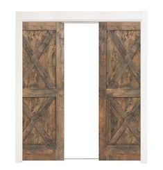 an open wooden door on a white background