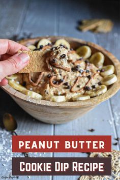 the best dessert dip recipe ever peanut butter banana cookie dip recipe in a wooden bowl