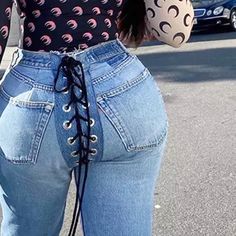 Denim Jeans Comes With White And Black String/ Rope To Which Up - Regular Straight Leg Fit Cheap Black Straight Jeans, Lace Up Jeans, Lace Jeans, Denim And Lace, Jeans Color, Colored Jeans, Denim Jeans, White And Black, Straight Leg