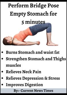 a poster with instructions on how to use the bridge pose for 5 minutes, including exercises