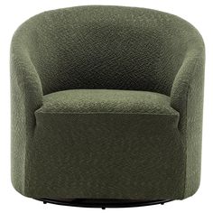 a green chair with a black base