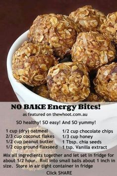 a bowl filled with no bake energy bites