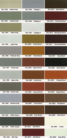 the color chart for all different paint colors