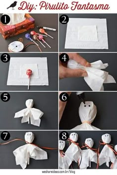 instructions for how to make an origami ghost