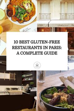 Gluten-free guide cover with Paris restaurant scenes and dishes.