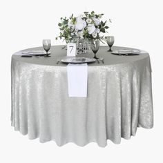 Crinkle Shimmer 120 Round Tablecloth - Silver Wedding Table Overlays, Table Covers Wedding, 120 Round Tablecloth, Silver Wedding Decorations, Sequin Table, Gatsby Theme, Table Overlays, Organza Wedding, Chair Sashes