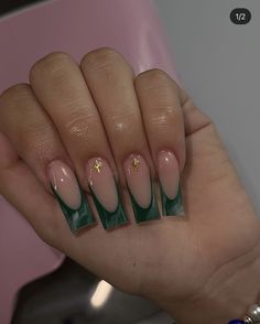 Emerald Nails, Long Nail Art, Spring Acrylic Nails, Long Nail, Casual Nails, Short Square Acrylic Nails