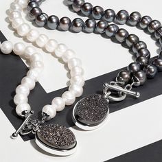 black is the new black. black and white pearls from Honora #PearlsThatGoWith #Blackandwhite Winter #FindYourLuster #PearlJewelry #HonoraPearls Black Is The New Black, Fall Jewelry, Happy Colors, Fall Fun, Fall Wardrobe, Wearing Black, Dark Colors