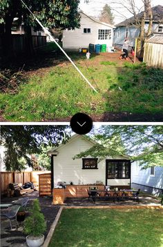 before and after pictures of a backyard makeover