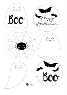 printable halloween stickers with bats and ghost faces for kids to use in crafts