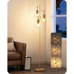 a living room scene with focus on the floor lamp