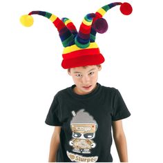 How could you possibly make a jester hat crazier, you ask? By adding much more color, of course! This Rainbow Wacky Jester Plush Hat will fulfill all your crazy hat dreams. Stuffed with fiberfill and foam to hold its shape, this fun headgear features rainbow stripes and mismatched pom-poms. A size adjustment band on the inside ensures that it will fit most jokesters out there! Crazy Halloween Costumes, Joker Hat, Alien Plush, Jester Costume, Crazy Hat, Clever Halloween, Rainbow Plush, Clown Nose, Plush Hat