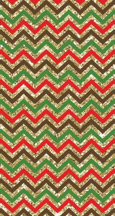 a chevroned pattern with red, green and brown stripes